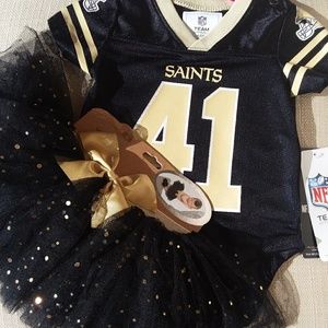 NFL Saint's 0-3 month old girl onsie and tutu.